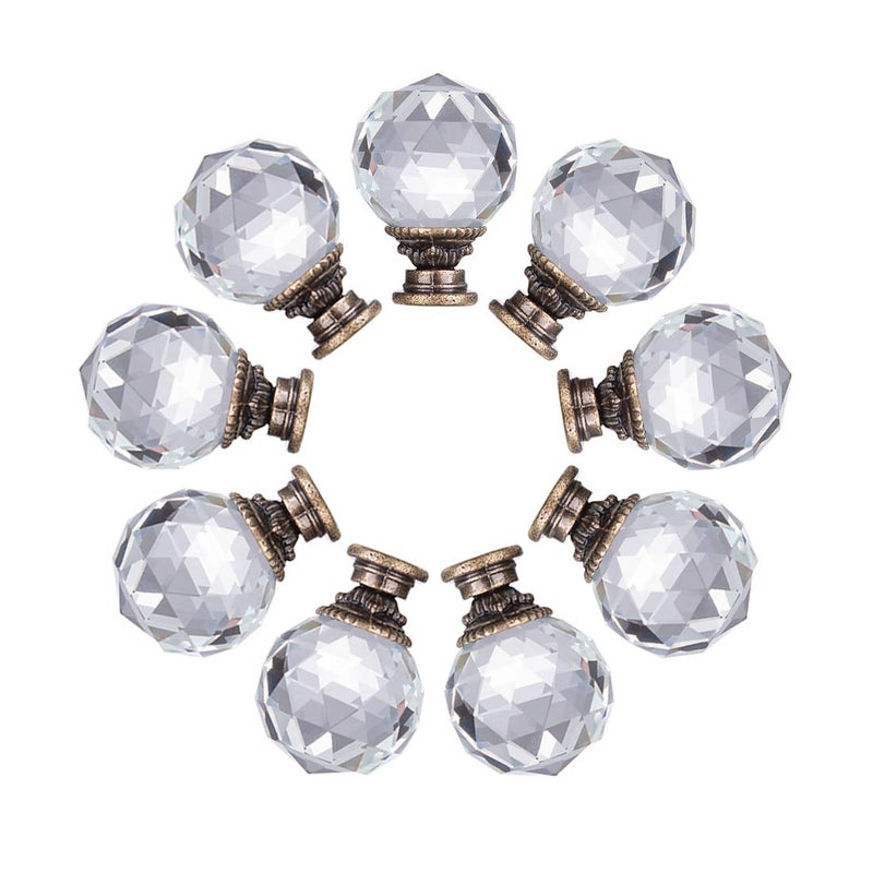 LONGWIN 10 Pack Crystal Kitchen Cabinet Knobs Pulls Handles 30mm Vintage Round Glass Ball Knob for Dresser Drawers Bathroom Cupboard Wardrobe - Image 2